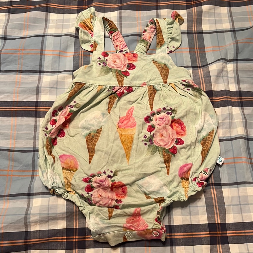 Posh Peanut Mint Ice Cream & Floral Bubble Romper